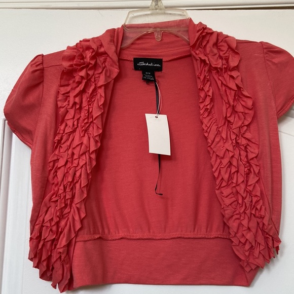 🆕 Coral coloured bolero in size M - Picture 2 of 2